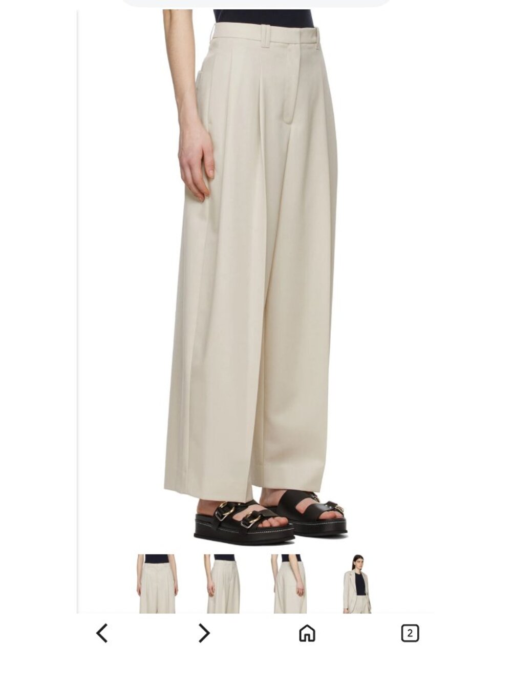 3.1 Phillip Lim High-Waisted Wide Leg Wool Trousers | Stone Khaki | Size 8
